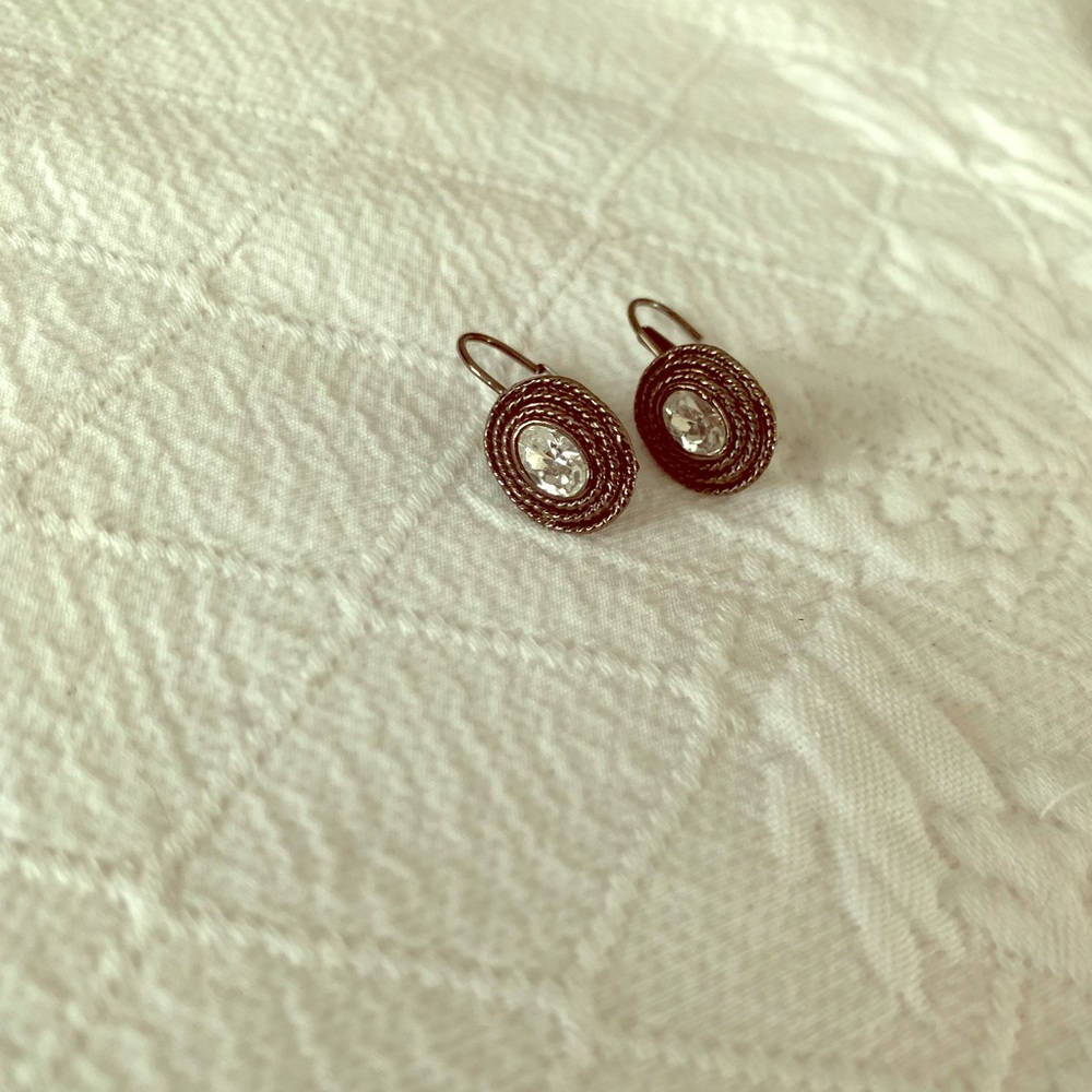 Vintage gemstone and black dangling earrings